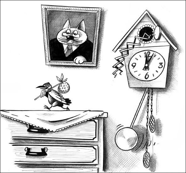 Часы с кукушкой карикатура