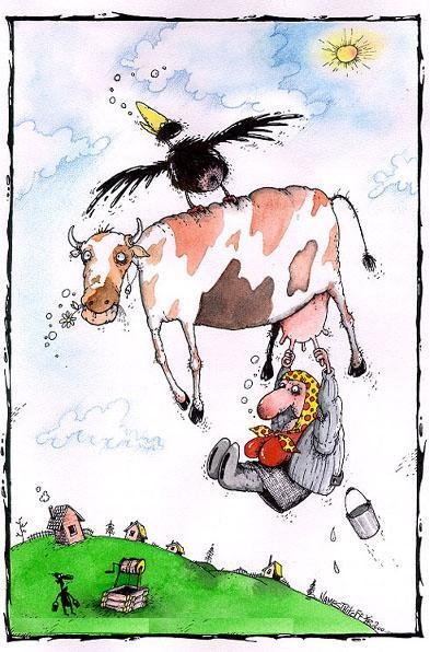 Корова шарж