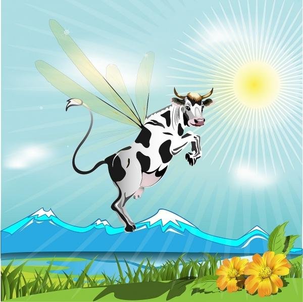 Картина летающая корова