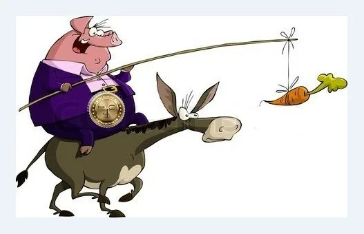 Ослик идет за морковкой