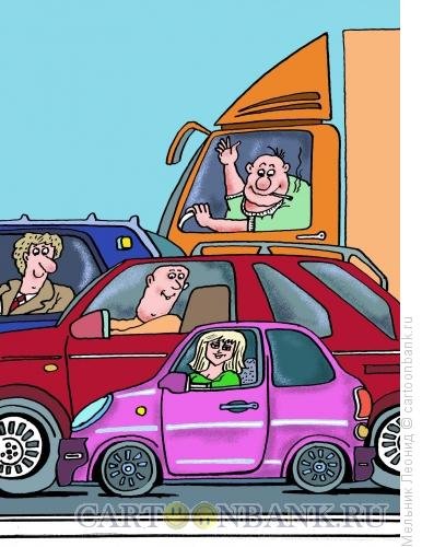 Женщина за рулем карикатура