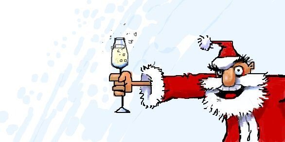Прикольный дед Мороз с бокалом
