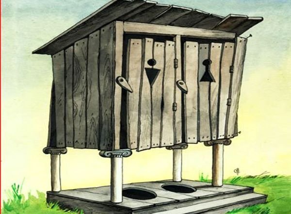 Туалет типа сортир карикатура