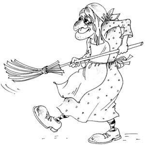 Раскраска баба Яга веселая