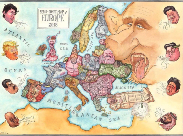 Карта карикатурная Европы 19 век