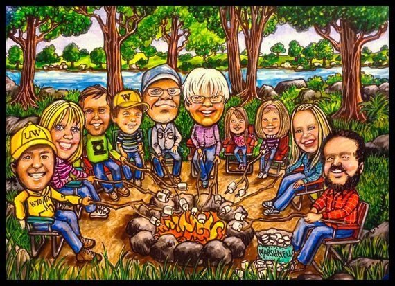 Карикатуры на туристов в лесу