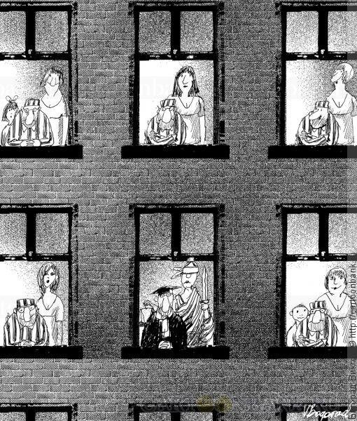 Заочно арестованный карикатура