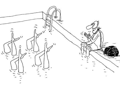 Купание в бассейне карикатура