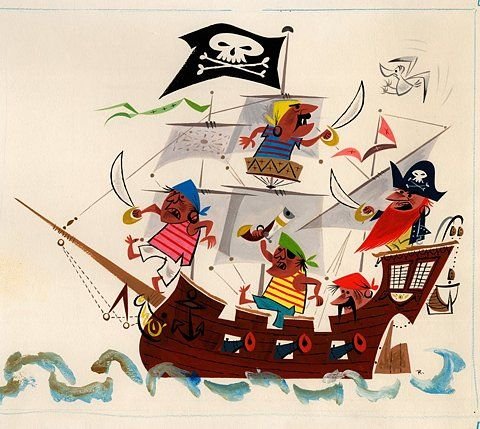 Пиратский корабль карикатура