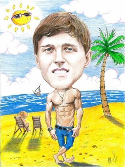Шарж мужчина на море