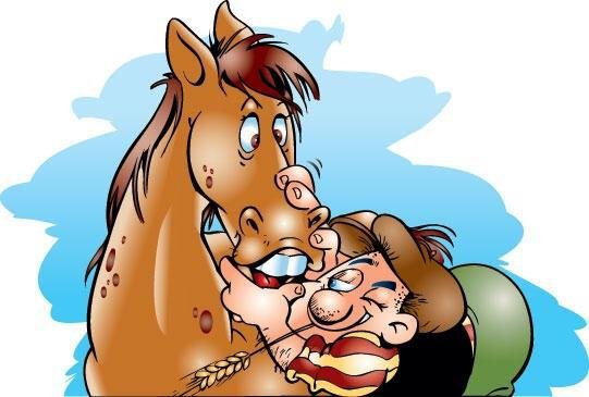 Веселая лошадь карикатуры