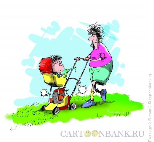 Карикатура мама с коляской