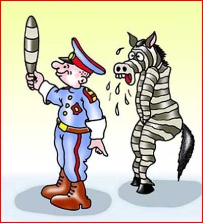 Шарж гаишник с жезлом