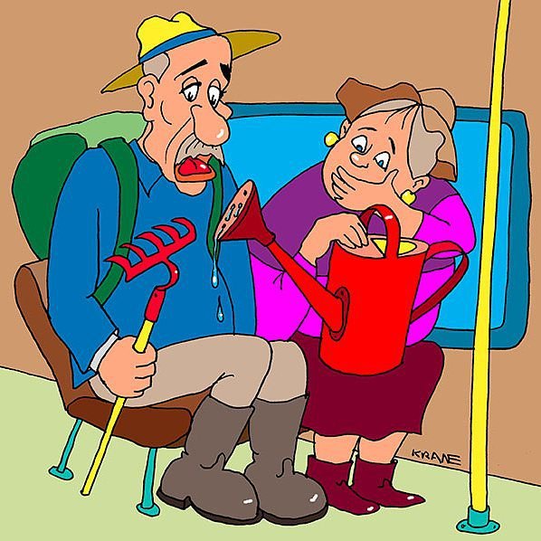 Пенсионерка карикатура