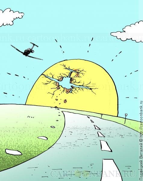 Закат солнца вручную карикатура