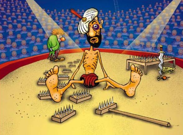 Наступить на грабли карикатура