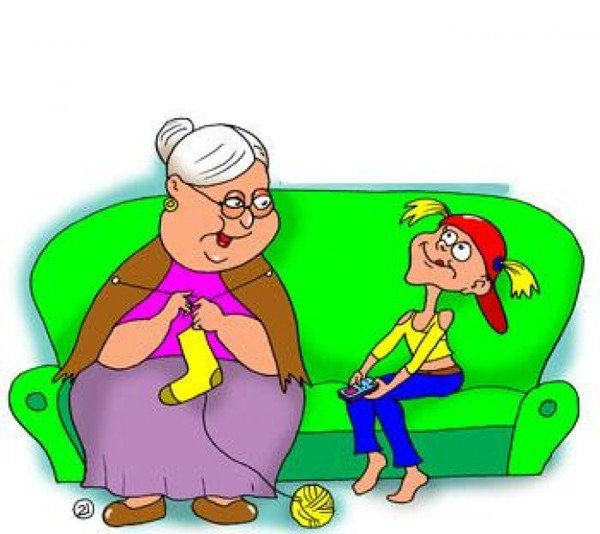 Карикатура бабушка и внучка