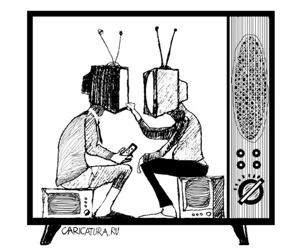 Сломанный телек на белом фоне