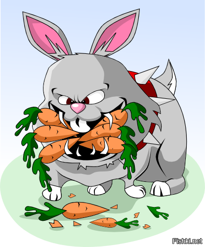 Злой заяц с морковкой