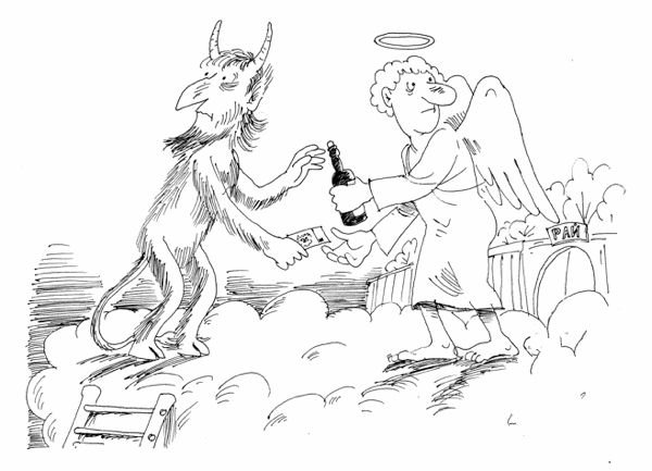 Черт и Бог карикатура