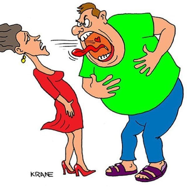 Жена ругает мужа карикатура