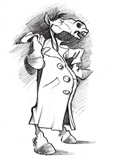 Конь в пальто карикатура