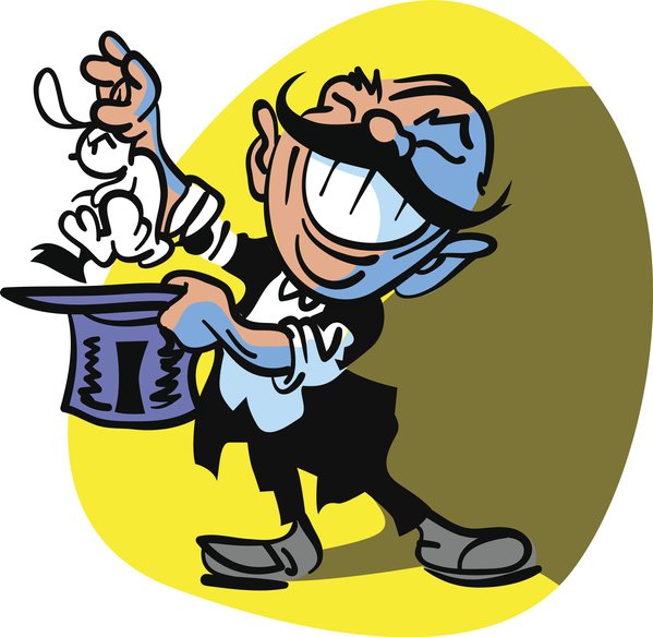 Кролик в шляпе волшебника карикатура