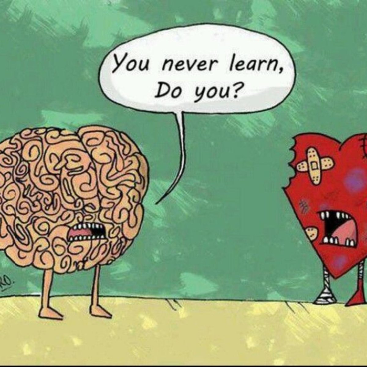 Сердце и мозг карикатура