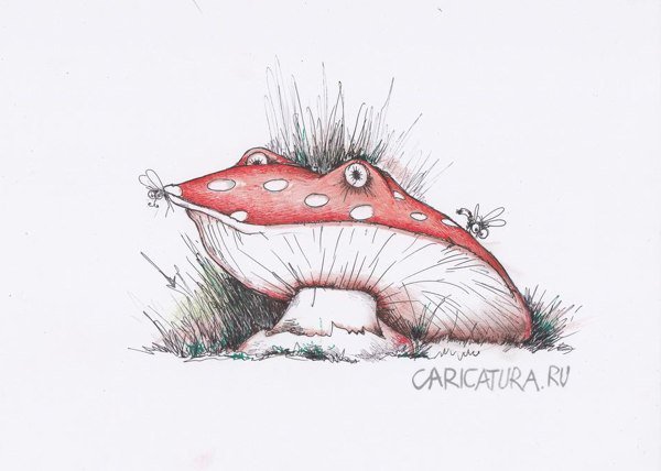 Мухомор карикатура гриб