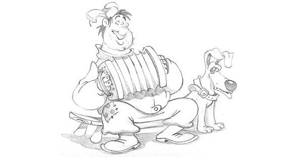 Раскраска мужик с гармошкой