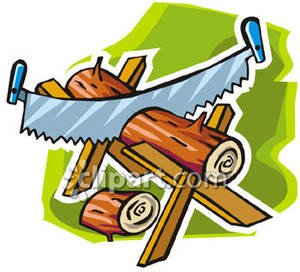 Зайчата пилят бревно