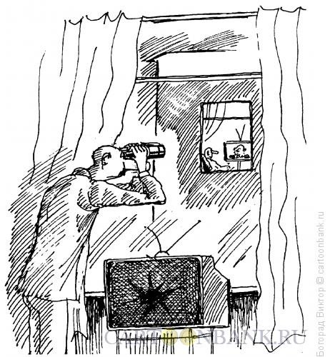 Карикатура с биноклем