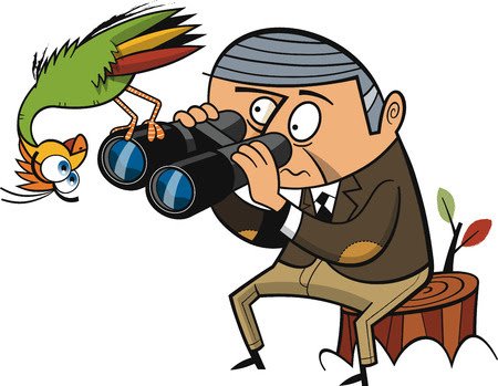 Карикатура с биноклем