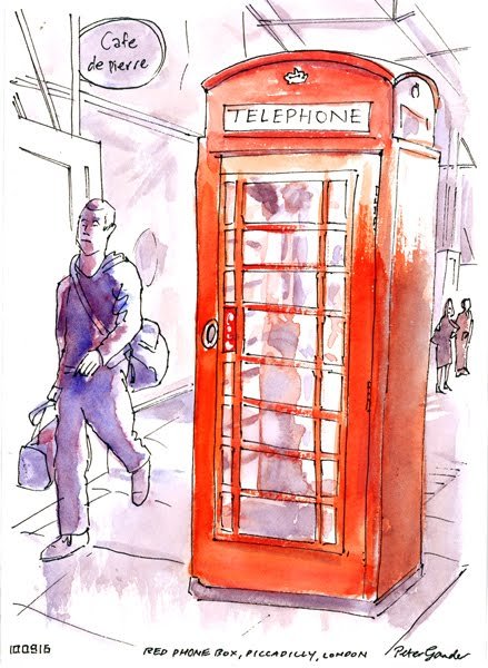 Лондонские красные Телефонные будки карандашом
