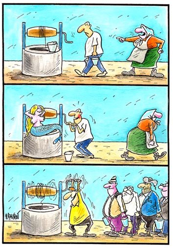 Карикатура колодец