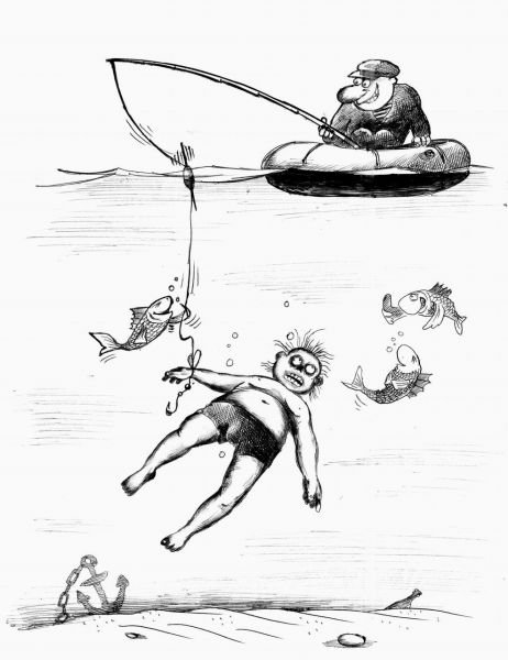 Карикатуры о рыбалке прикольные