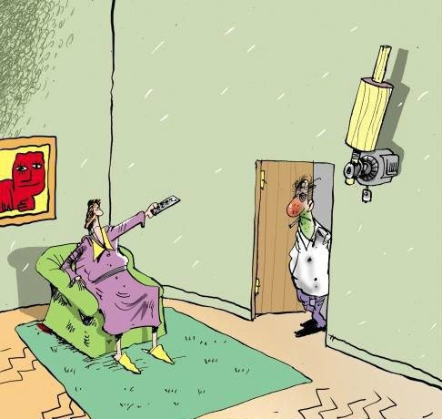 Уборщица пульт карикатура