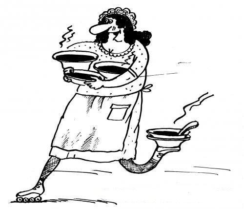 Официант карикатура