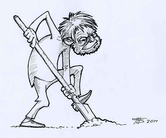 Мужик с лопатой карикатура