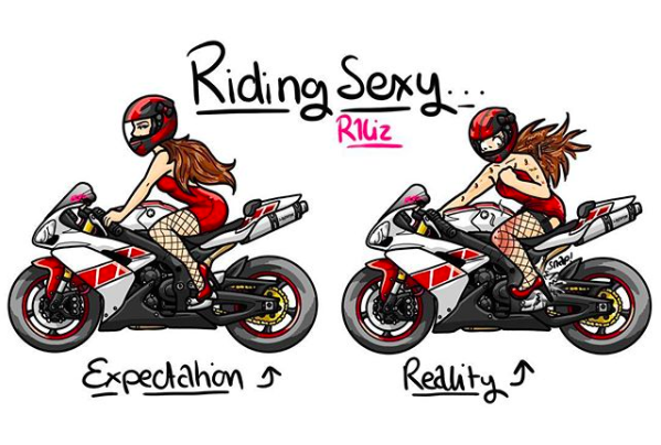 Карикатура женщина на мотоцикле (41 фото)