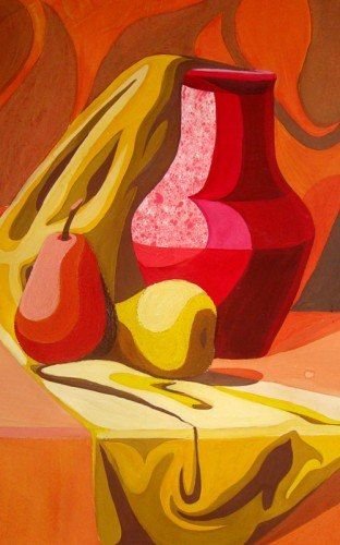 Натюрморт в теплой цветовой гамме гуашь