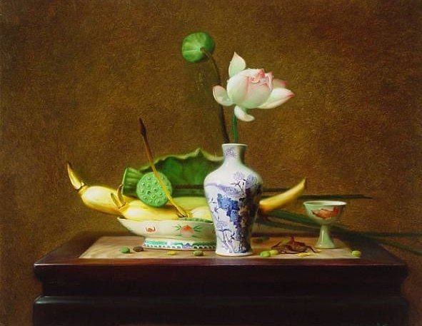 Натюрморт с желтой китайской вазой