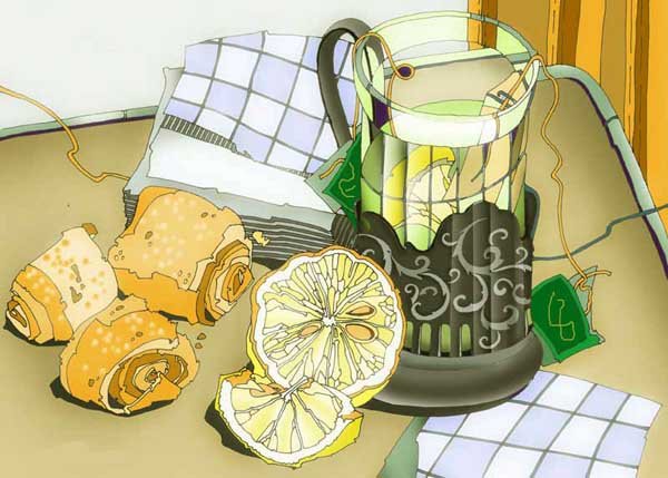 Декоративный натюрморт с лимоном