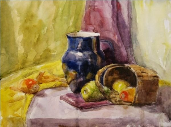 Академический натюрморт акварелью Аля Прима