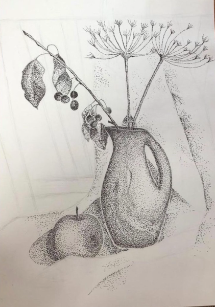 Натюрморт для детей карандашом цветным