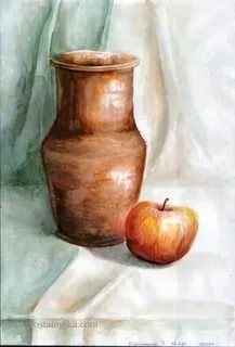 Этюд Крынки акварелью этапы