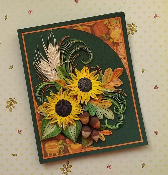 Подсолнухи в технике квиллинг черно белые