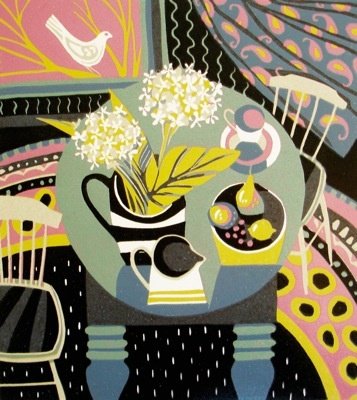 Линогравюра натюрморт декоративный