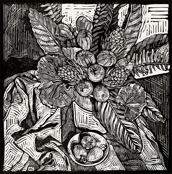 Линогравюра Ботанический сад