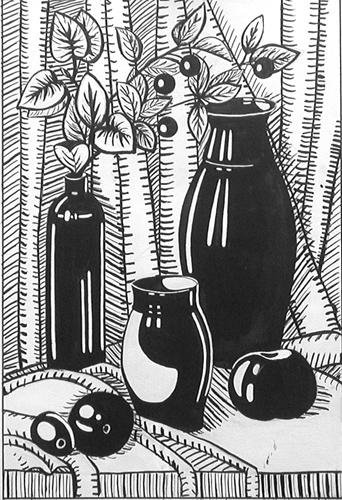 Стилизованные натюрморты в графике